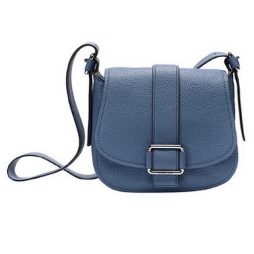 Michael Michael Kors Maxine Saddle Bag in denim blue pebbled leather